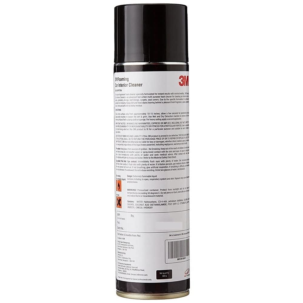 3M Foaming Car Interior Cleaner (580 g) | Upholstery and Leather Cleaner | Removes Tough Stains and Dirt Inside Your Car
