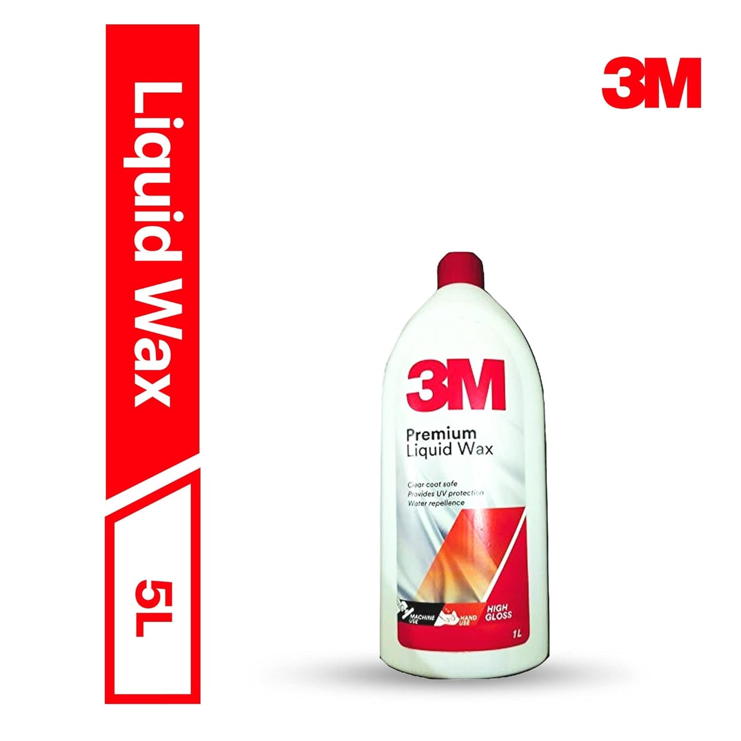 3M Premium Liquid Wax, Restores Car Paint Gloss and Lustre, Water Repellent, UV Protection (200ml, Pack of 1)
