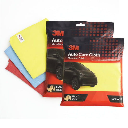3M Car Care Microfiber Cloth 40.64x40.64cm, Non-Scratching Cloth for Exterior, Interior and Glass, Absorbent Microfiber Technology(3 Pcs Each Packet, Multicolor, Pack of 2)