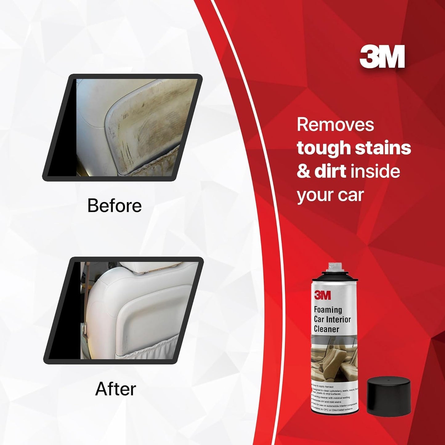 3M Foaming Car Interior Cleaner (580 g) | Upholstery and Leather Cleaner | Removes Tough Stains and Dirt Inside Your Car