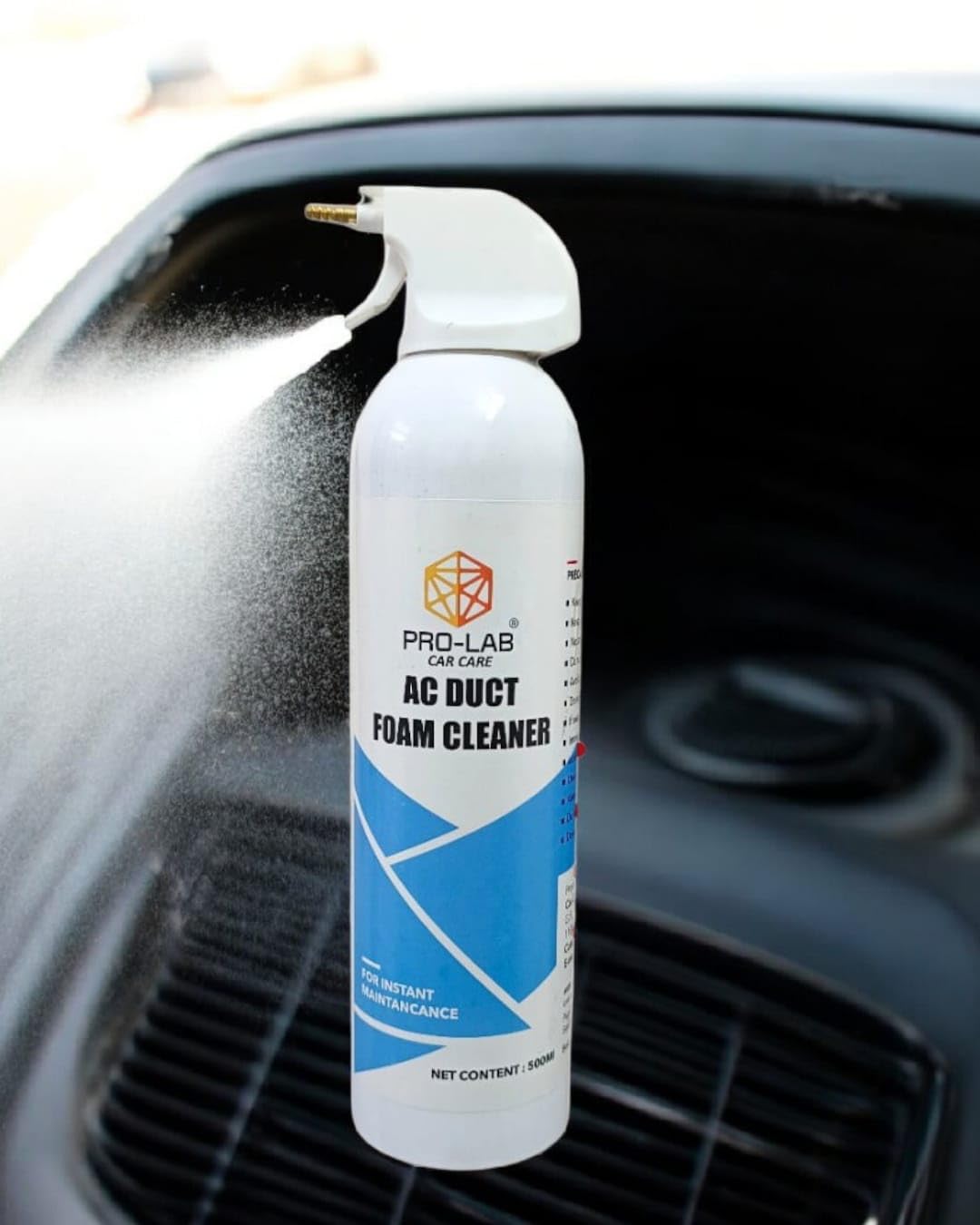 Pro-Lab AC Duct Foam Cleaner 500ml | Car AC Vent & Duct Cleaning Spray | Removes Dust, Odour & Bacteria | Instant Maintenance Car Care Solution