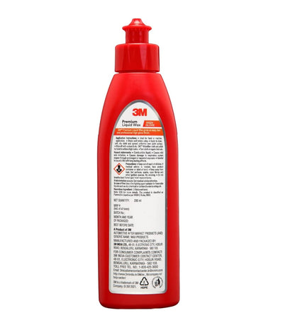 3M Premium Liquid Wax, Restores Car Paint Gloss and Lustre, Water Repellent, UV Protection (200ml, Pack of 1)