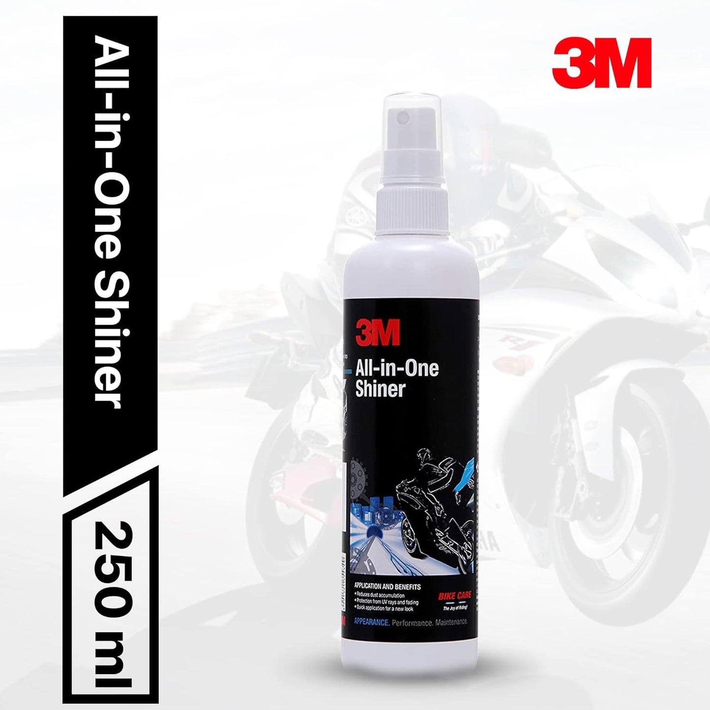 3M All-in-One Shiner (250 ml) | Restore shine on plastic & leather parts on Bikes | Reduce Dust accumulation