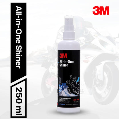 3M All-in-One Shiner (250 ml) | Restore shine on plastic & leather parts on Bikes | Reduce Dust accumulation