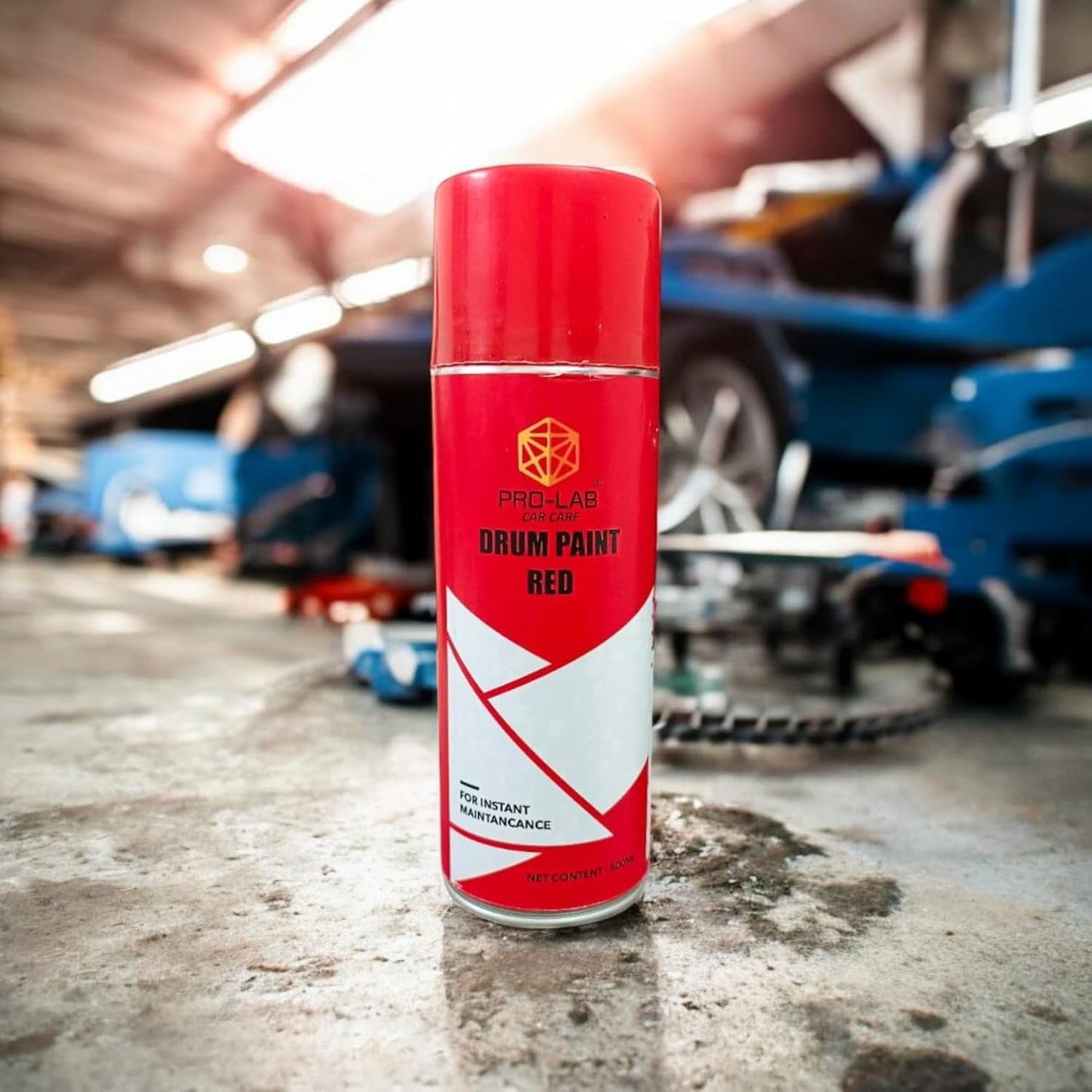 Pro-Lab Drum Red Spray 500ml | High Gloss Red Paint for Brake Drums & Metal Surfaces | Heat Resistant | Instant Maintenance Car Care Paint