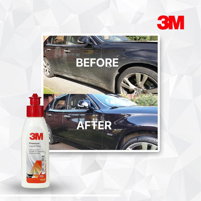 3M Premium Liquid Wax, Restores Car Paint Gloss, Water Repellent and UV Protection (100ml, Pack of 1)