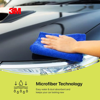 3M Microfiber Cloth (Pack of 6) | Multipurpose Car Cleaning Cloth | Streak & LINT Free, 200 GSM