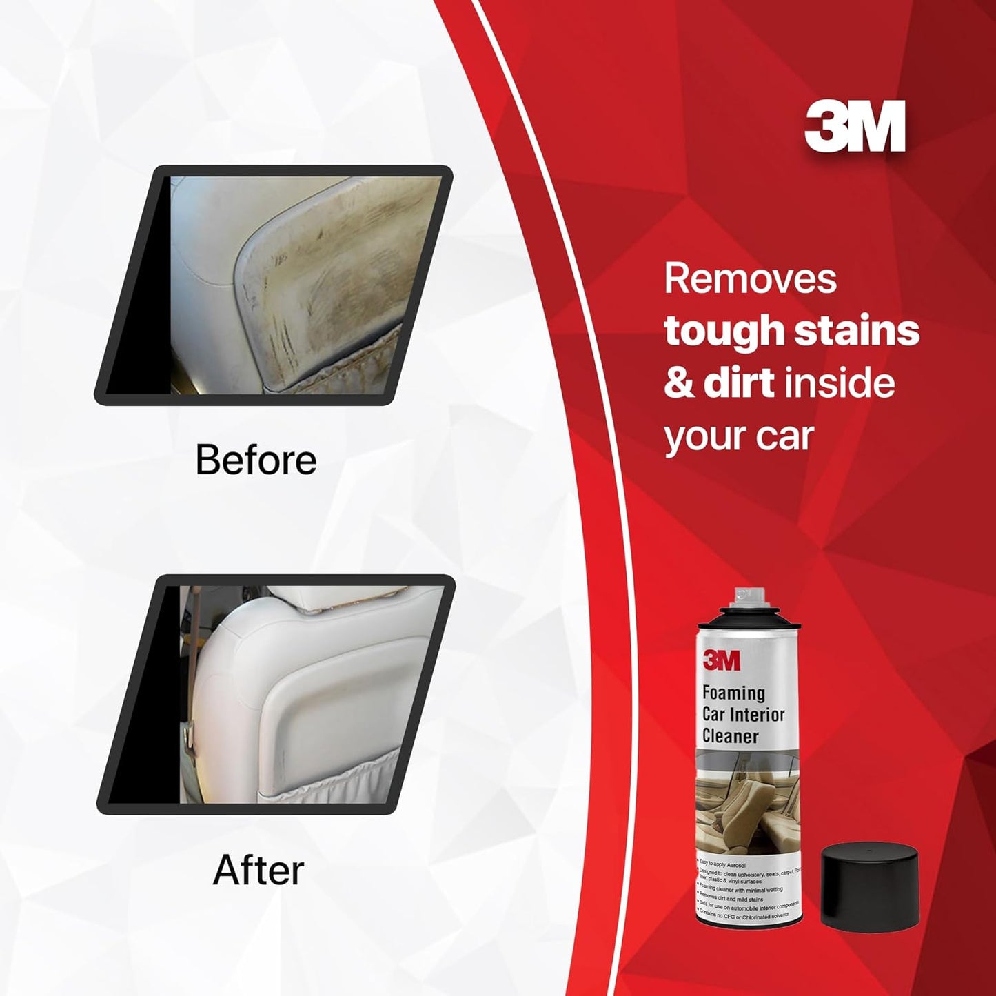 3M Foaming Car Interior Cleaner (580 g) | Upholstery and Leather Cleaner | Removes Tough Stains and Dirt Inside Your Car