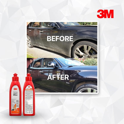 3M Premium Liquid Wax, Restores Car Paint Gloss and Lustre, Water Repellent, UV Protection (200ml, Pack of 1)