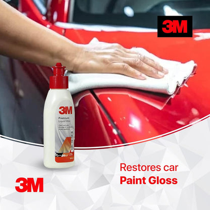 3M Premium Liquid Wax, Restores Car Paint Gloss, Water Repellent and UV Protection (100ml, Pack of 1)
